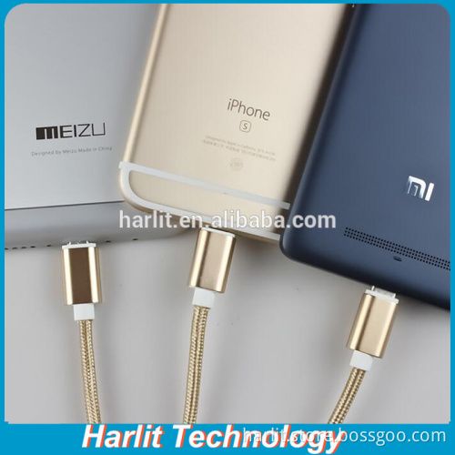3 in 1 Fabric Weaved USB Data Cable For iPhone Android and Type C Tablet PC and Smart Phone Type C 3 in 1 USB Charger Cable